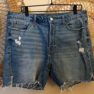 Old Navy high rise OG straight denim shorts distressed size 14